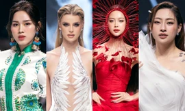 ‘Mỹ nhân đẹp nhất thế giới’ lần đầu tiên catwalk trên sàn diễn thời trang Việt cùng dàn Hoa hậu đình đám