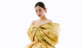 Hoa hậu Lương Thùy Linh mặc váy bánh xèo khổng lồ độc lạ, hóa 'nàng thơ' của nhà thiết kế Nguyễn Minh Công