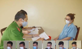 Các đối tượng tại cơ quan công an. Ảnh: N.L