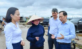 Phó Thống đốc Ngân hàng Nhà nước Đào Minh Tú đi thực tế tại Quảng Ninh và gặp các hộ dân có vay ngân hàng bị ảnh hưởng sau bão số 3 Ảnh: N.H