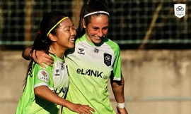 Huỳnh Như là người hùng của Lank trong trận thắng Torreense 2-1 Ảnh: Lank Vilaverdense 