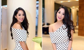 Khánh Thi đài các như tiểu thư với váy chấm bi