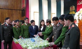 Gần 45 kg ma túy tổng hợp dạng “đá”, 30 bánh heroin đã được Công an tỉnh Nam Định thu giữ. Ảnh: Văn Đạt/TTXVN