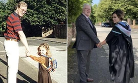 Tham gia trào lưu đăng ảnh quá khứ và hiện tại trên mạng, bố và con gái nhận triệu “like"