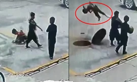 Cảnh báo: Thả pháo hoa xuống cống, cống nổ tung khiến các em nhỏ bị bắn văng