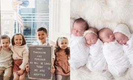 Cặp đôi hiếm muộn nhận nuôi 4 đứa trẻ là anh em ruột, đúng 4 năm sau thì sinh 4 em bé nữa