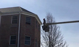 Dùng xe cẩu thăm mẹ