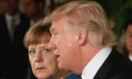 Tổng thống Mỹ Donald Trump và Thủ tướng Đức Angela Merkel trong cuộc hội thảo tại Nhà Trắng. (Nguồn: Reuters)