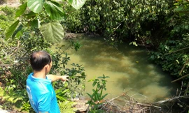 Ao nước nơi em Đông chết với dây xích nối với trụ bê tông quấn quanh cổ.