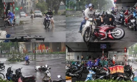 Hà Nội: Gió bão quật bay người, chủ phương tiện bỏ xe chạy 'thoát thân'