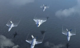 Mô hình khái niệm hệ thống máy bay chiếu đấu có người lái - không người lái kết hợp. Ảnh: Korean Air.