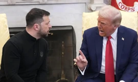 Tổng thống Mỹ Donald Trump to tiếng với Tổng thống Ukraine Volodymyr Zelensky trong Phòng Bầu dục của Nhà Trắng hôm 28/2/2025. Ảnh: Getty Images. 