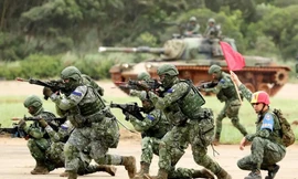 Binh sĩ Đài Loan tập trận. Ảnh: EPA.