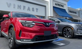 Xe điện VinFast đỗ tại Los Angeles, Mỹ ngày 1/3. Ảnh: Reuters.