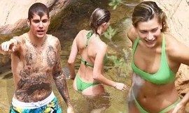 Hailey Bieber mặc bikini gợi cảm tắm suối, cùng chồng du lịch với nhà xe triệu đô
