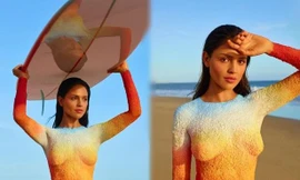 Bóng hồng quyến rũ phim 'Fast & Furious' mất 9 tiếng vẽ cơ thể khỏa thân