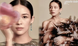 Ảnh Chương Tử Di mang bầu dịu dàng nền nã trên tạp chí