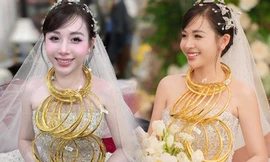 Cô dâu Thanh Hóa cổ đeo hàng chục kiềng vàng trong ngày cưới