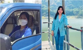 Trần Thị Việt Trinh lái xe hỗ trợ phòng dịch