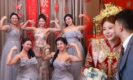 Cô dâu và dàn phù dâu khoe cơ bắp cuồn cuộn trong đám cưới gây sốt