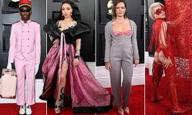 Nam ca sĩ lộ vòng 3, mặc kỳ dị lăn lê uốn éo trên thảm đỏ Grammy lần thứ 62