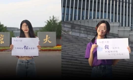 Ảnh nữ sinh cổ vũ sĩ tử thi đại học gây tranh cãi trên mạng xã hội 