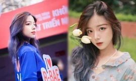 Nữ sinh đại học Kinh tế Quốc dân nổi bật trong ngày hội tuyển sinh