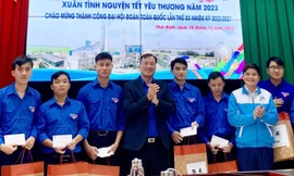 Tặng quà Tết cho thanh niên công nhân lao động xuất sắc