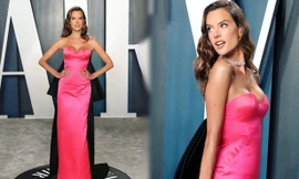 Alessandra Ambrosio diện đầm hồng cúp ngực quyến rũ mê đắm