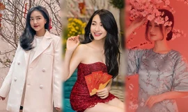 Bạn gái Đức Chinh xinh đẹp đón Tết, Hòa Minzy gợi cảm đầu xuân