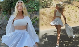 Elsa Hosk mặc váy ngắn tôn chân dài eo thon như 'búp bê Barbie sống'