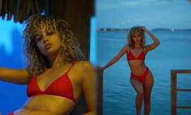 Jasmine Sanders diện bikini đỏ quyến rũ ngất ngây