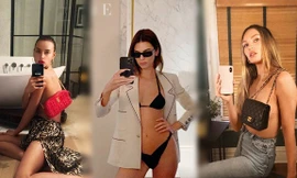 Irina Shayk, Kendall Jenner và dàn 'chân dài' selfie với túi xách che ngực