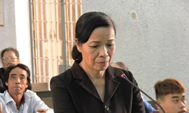 Bị cáo Trương Thị Hoa tại phiên xét xử sơ thẩm. Bị cáo Hoa nguyên là Phó Chánh án TAND huyện Ea Kar (tỉnh Đắk Lắk), bị truy tố vì hành vi nhận hối lộ