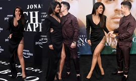Hoa hậu Priyanka Chopra diện váy xẻ đùi cao ‘tình bể bình’ cùng chồng trẻ