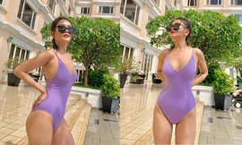 Sĩ Thanh quá đỗi sexy trong đồ bơi một mảnh khoét ngực sâu