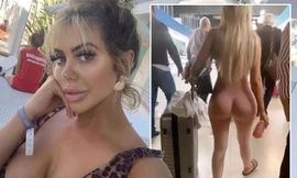 'Đứng hình' nhìn 'bom gợi cảm' nước Anh mặc như khoả thân gây náo loạn sân bay