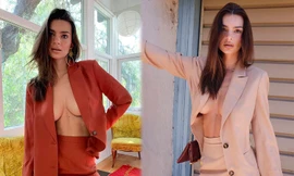Emily Ratajkowski ‘thả rông’ mặc suit khiến người nhìn ‘nóng mặt’