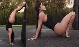 Kim Kardashian diện bodysuit ‘trồng cây chuối’ khoe ‘siêu vòng ba’ trứ danh