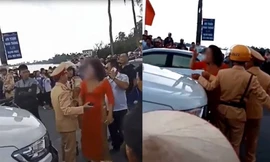 Mẹ chú rể chửi bới sau khi xe đón dâu bị CSGT chặn lại do đốt pháo.