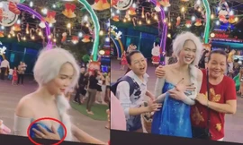 Hoá thân thành ‘Nữ hoàng băng giá’, Ngọc Trinh bị động chạm vòng một