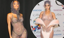 'Đứng hình' với váy lưới xuyên thấu mặc như không của rapper Saweetie