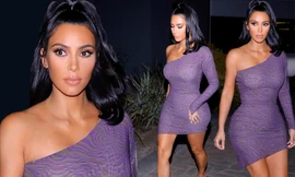 Kim Kardashian diện váy bó lệch vai khoe dáng đồng hồ cát