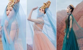 ‘Mỹ nhân Tân Cương’ Đồng Lệ Á như tiên nữ hạ phàm khoe vũ điệu trên núi