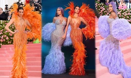Kendall và Kylie Jenner diện đầm xuyên thấu ‘thiêu đốt’ thảm đỏ Met Gala