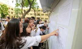 Thí sinh xem thông tin dự thi trong kỳ thi trung học phổ thông quốc gia. (Ảnh chỉ mang tính minh họa: Vietnam+)