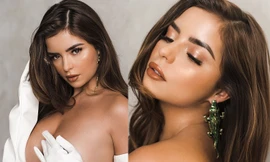 'Kim Kardashian nước Anh" dùng tay che ngực trần, đẹp ‘nín thở’