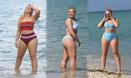 Iskra Lawrence diện bikini khoe dáng nảy nở trên bãi biển