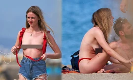 Sao X-Factor vô tư cởi áo phô trọn ngực trên bãi biển gây choáng