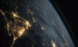 Quang cảnh thành phố ban đêm nhìn từ Trạm Không gian quốc tế.